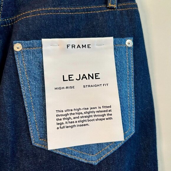 NEW Frame | Le Jane Patchwork Straight Leg Jeans In Indigo Assemble Size 25 - Picture 5 of 6